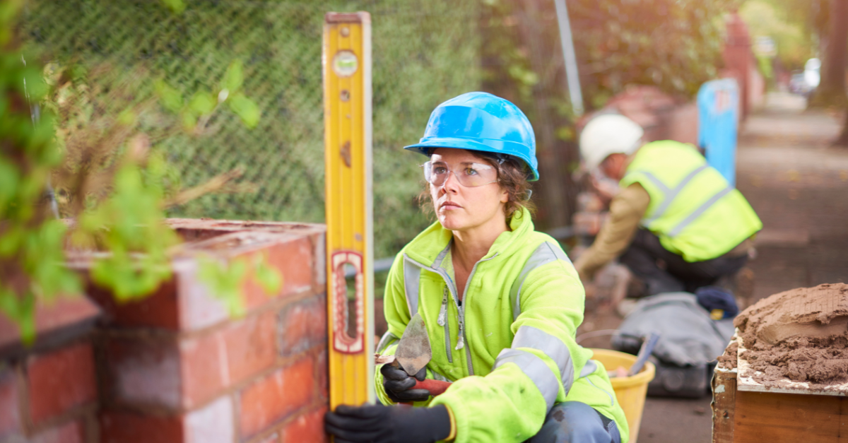 Mason at a construction site