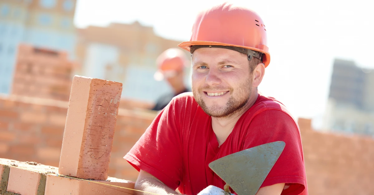 Mason at a construction site